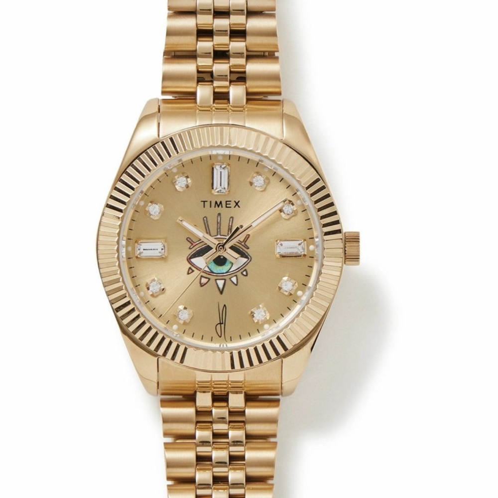 Timex x Jacquie Aiche 36mm Gold-Tone Stainless Steel Evil Eye Watch